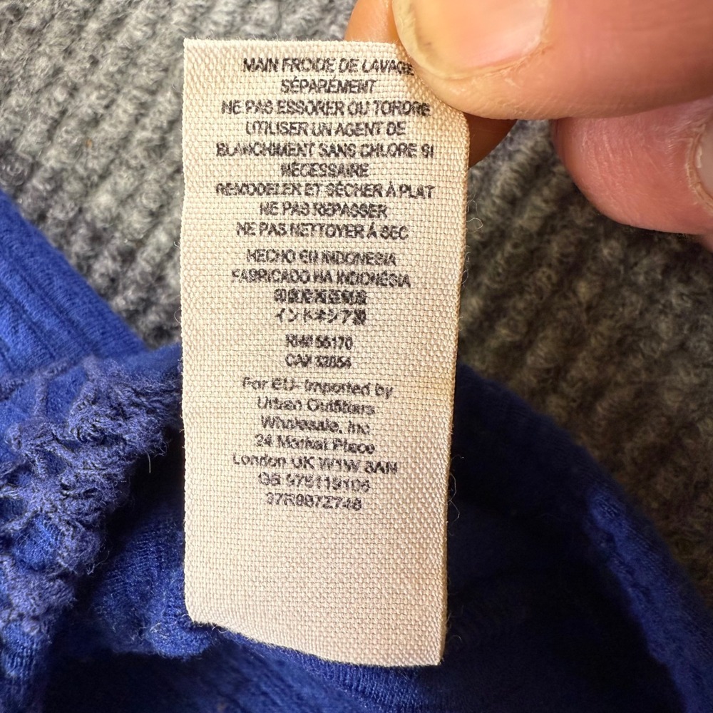 Free People Royal Blue Ribbed Knit Lace Panel‎ Dress Small cottage cor whimsical - Picture 11 of 16